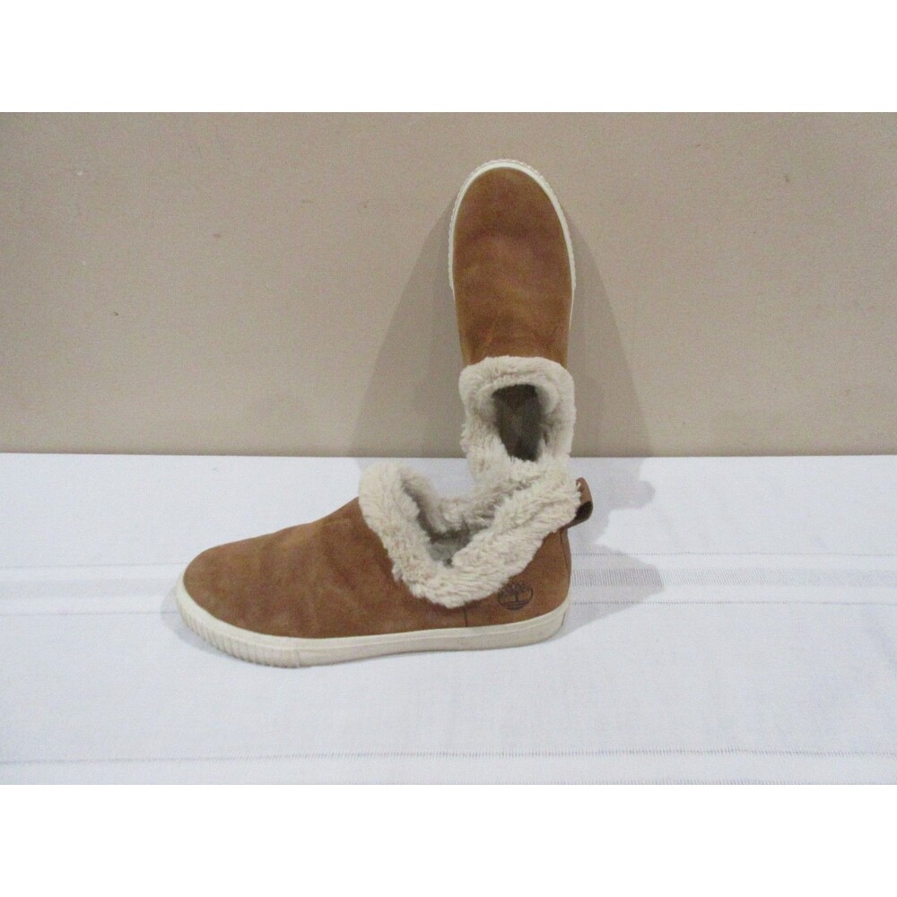 Timberland Skyla Bay Slip-On Shoe Sz 9 Suede Faux Fur Lined Slippers Tan Comfort